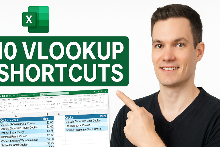 Excel Alt+MV VLOOKUP shortcut demo